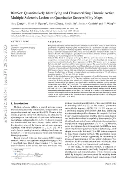 RimSet: Quantitatively Identifying and Characterizing Chronic Active Multiple Sclerosis Lesion on Quantitative Susceptibility Maps