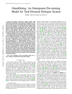 OmniDialog: An Omnipotent Pre-training Model for Task-Oriented Dialogue
  System