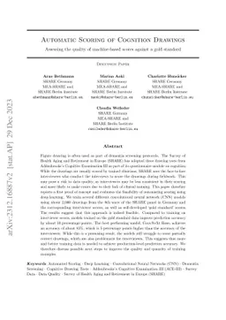 Automatic Scoring of Cognition Drawings: Assessing the Quality of
  Machine-Based Scores Against a Gold Standard