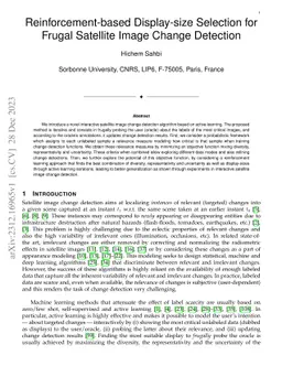 Reinforcement-based Display-size Selection for Frugal Satellite Image
  Change Detection
