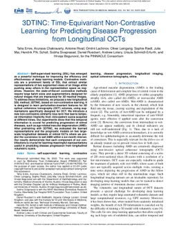 3DTINC: Time-Equivariant Non-Contrastive Learning for Predicting Disease
  Progression from Longitudinal OCTs
