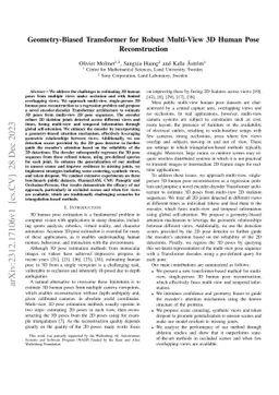 Geometry-Biased Transformer for Robust Multi-View 3D Human Pose
  Reconstruction