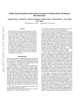 HISR: Hybrid Implicit Surface Representation for Photorealistic 3D Human
  Reconstruction