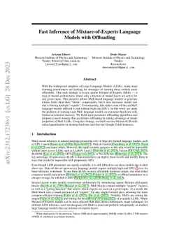 Fast Inference of Mixture-of-Experts Language Models with Offloading