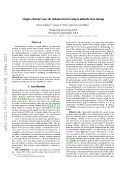 Single-channel speech enhancement using learnable loss mixup