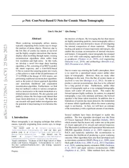 $μ$-Net: ConvNext-Based U-Nets for Cosmic Muon Tomography