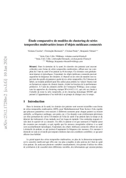Comparative study of clustering models for multivariate time series from
  connected medical devices