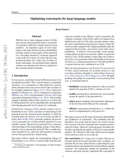 Optimizing watermarks for large language models