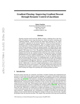 Gradient Flossing: Improving Gradient Descent through Dynamic Control of
  Jacobians