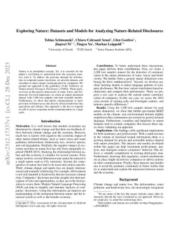 Exploring Nature: Datasets and Models for Analyzing Nature-Related
  Disclosures