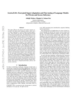 SentinelLMs: Encrypted Input Adaptation and Fine-tuning of Language
  Models for Private and Secure Inference