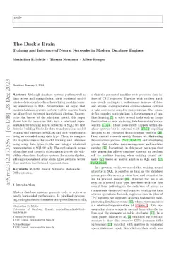 The Duck's Brain: Training and Inference of Neural Networks in Modern
  Database Engines