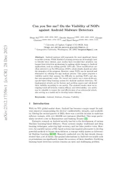 Can you See me? On the Visibility of NOPs against Android Malware
  Detectors