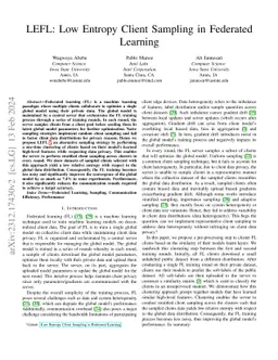 LEFL: Low Entropy Client Sampling in Federated Learning