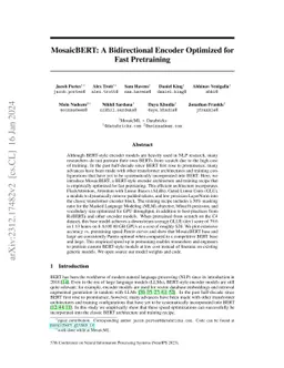 MosaicBERT: A Bidirectional Encoder Optimized for Fast Pretraining