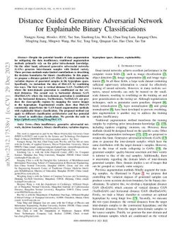 Distance Guided Generative Adversarial Network for Explainable Binary
  Classifications