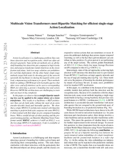 Multiscale Vision Transformers meet Bipartite Matching for efficient
  single-stage Action Localization