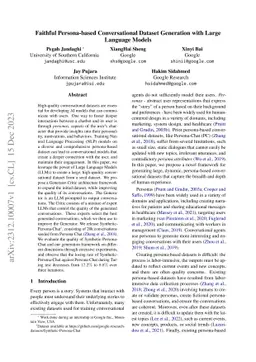 Faithful Persona-based Conversational Dataset Generation with Large
  Language Models