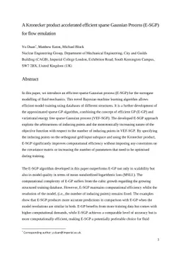 A Kronecker product accelerated efficient sparse Gaussian Process
  (E-SGP) for flow emulation