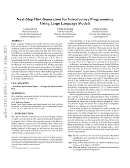 Next-Step Hint Generation for Introductory Programming Using Large
  Language Models