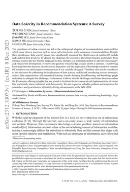 Data Scarcity in Recommendation Systems: A Survey