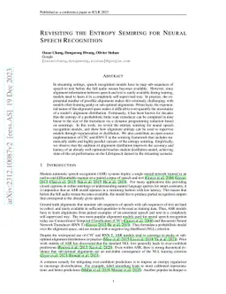 Revisiting the Entropy Semiring for Neural Speech Recognition