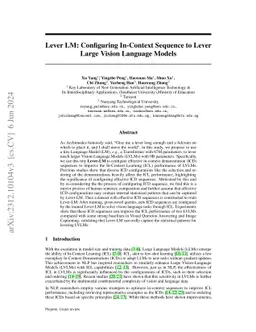 Lever LM: Configuring In-Context Sequence to Lever Large Vision Language
  Models