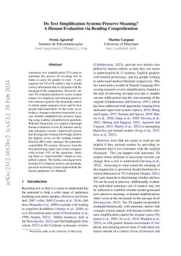 Do Text Simplification Systems Preserve Meaning? A Human Evaluation via
  Reading Comprehension