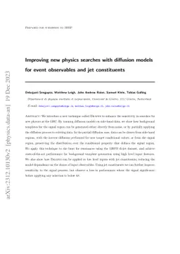 Improving new physics searches with diffusion models for event
  observables and jet constituents