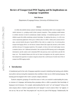 Review of Unsupervised POS Tagging and Its Implications on Language
  Acquisition