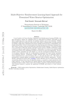 Multi-Objective Reinforcement Learning-based Approach for Pressurized
  Water Reactor Optimization
