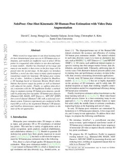 SoloPose: One-Shot Kinematic 3D Human Pose Estimation with Video Data
  Augmentation