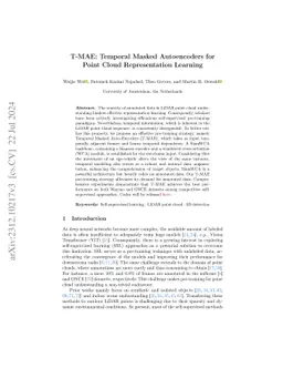 T-MAE: Temporal Masked Autoencoders for Point Cloud Representation
  Learning