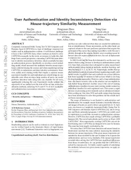 User Authentication and Identity Inconsistency Detection via
  Mouse-trajectory Similarity Measurement