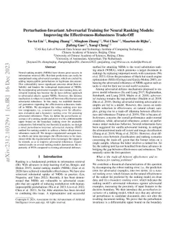 Perturbation-Invariant Adversarial Training for Neural Ranking Models:
  Improving the Effectiveness-Robustness Trade-Off