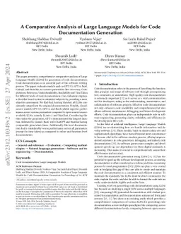 A Comparative Analysis of Large Language Models for Code Documentation
  Generation