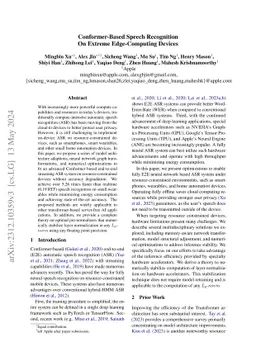 Conformer-Based Speech Recognition On Extreme Edge-Computing Devices