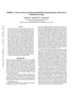 PPIDSG: A Privacy-Preserving Image Distribution Sharing Scheme with GAN
  in Federated Learning
