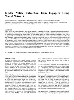 Tender Notice Extraction from E-papers Using Neural Network