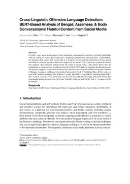 Cross-Linguistic Offensive Language Detection: BERT-Based Analysis of
  Bengali, Assamese, & Bodo Conversational Hateful Content from Social Media