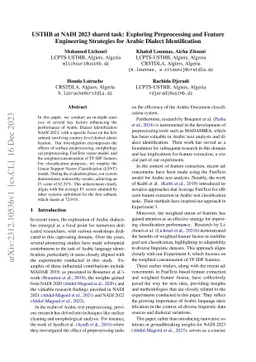 USTHB at NADI 2023 shared task: Exploring Preprocessing and Feature
  Engineering Strategies for Arabic Dialect Identification