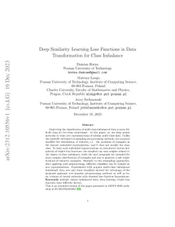 Deep Similarity Learning Loss Functions in Data Transformation for Class
  Imbalance