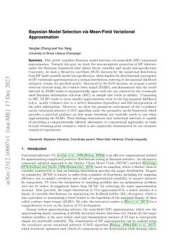 Bayesian Model Selection via Mean-Field Variational Approximation