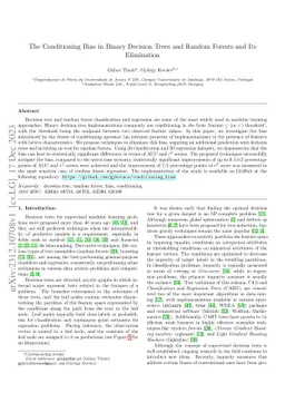 The Conditioning Bias in Binary Decision Trees and Random Forests and
  Its Elimination