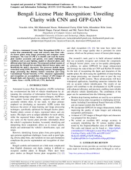 Bengali License Plate Recognition: Unveiling Clarity with CNN and
  GFP-GAN