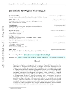 Benchmarks for Physical Reasoning AI