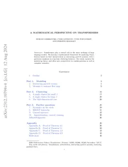 A mathematical perspective on Transformers