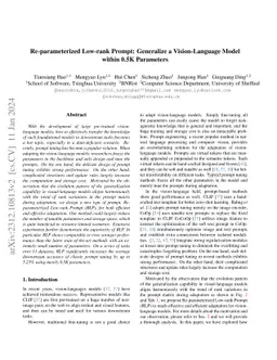 Re-parameterized Low-rank Prompt: Generalize a Vision-Language Model
  within 0.5K Parameters