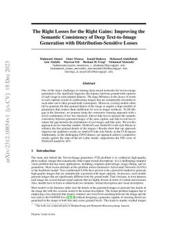 The Right Losses for the Right Gains: Improving the Semantic Consistency
  of Deep Text-to-Image Generation with Distribution-Sensitive Losses