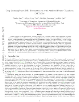 Deep Learning-based MRI Reconstruction with Artificial Fourier Transform Network (AFTNet)